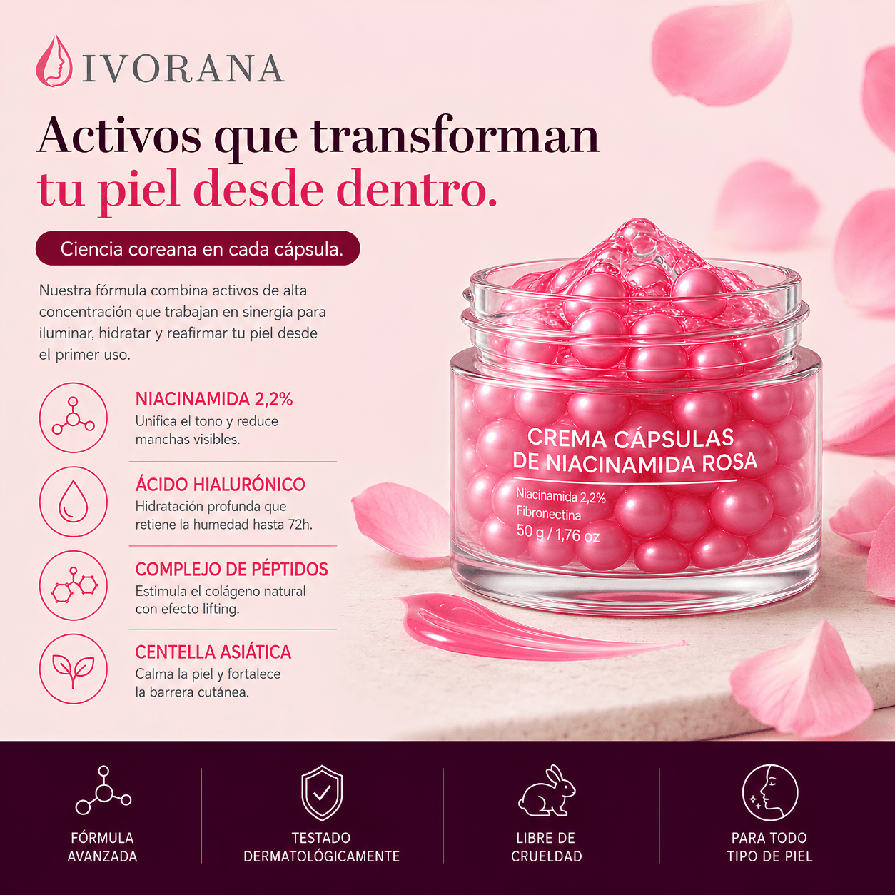 Crema Cápsulas de Niacinamida Rosa