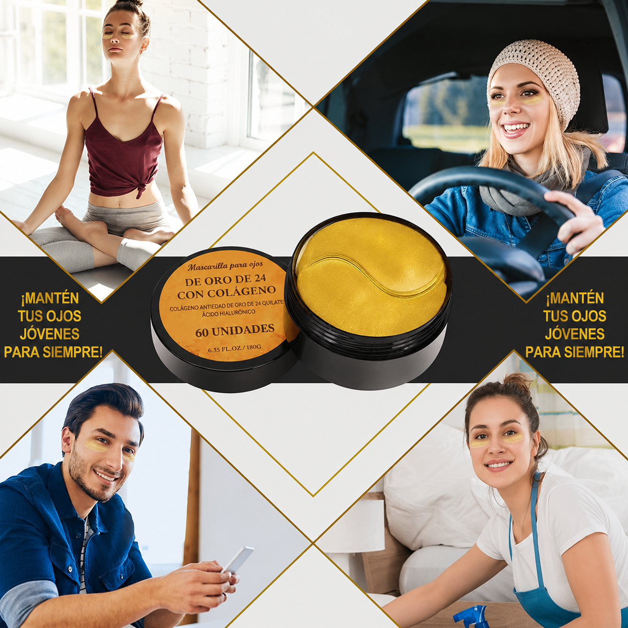 Parches de Ojos 24K Gold — Reduce Ojeras, Bolsas y Arrugas con Colágeno e Hialurónico