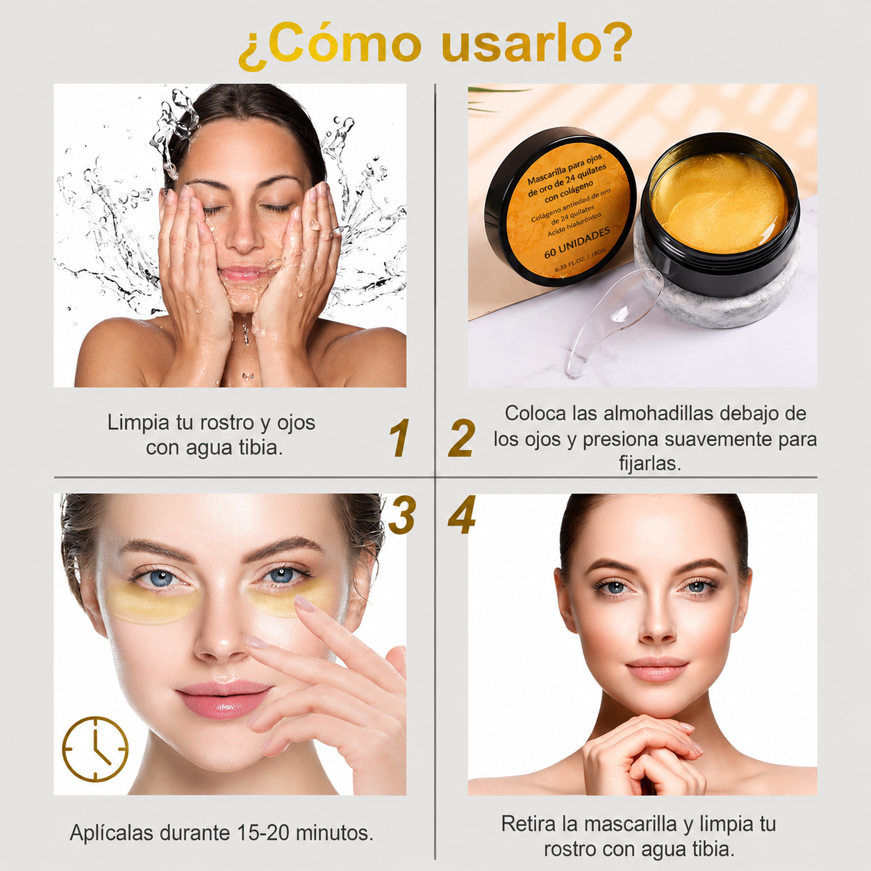 Parches de Ojos 24K Gold — Reduce Ojeras, Bolsas y Arrugas con Colágeno e Hialurónico