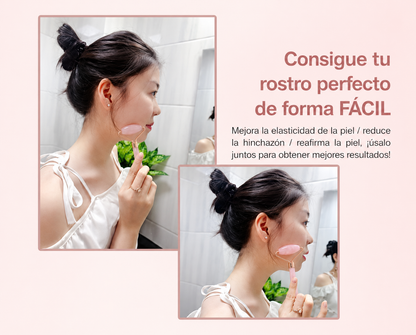 Roller Cuarzo Rosa Facial — Masaje Antiinflamatorio, Drenaje Linfático y Piel Luminosa