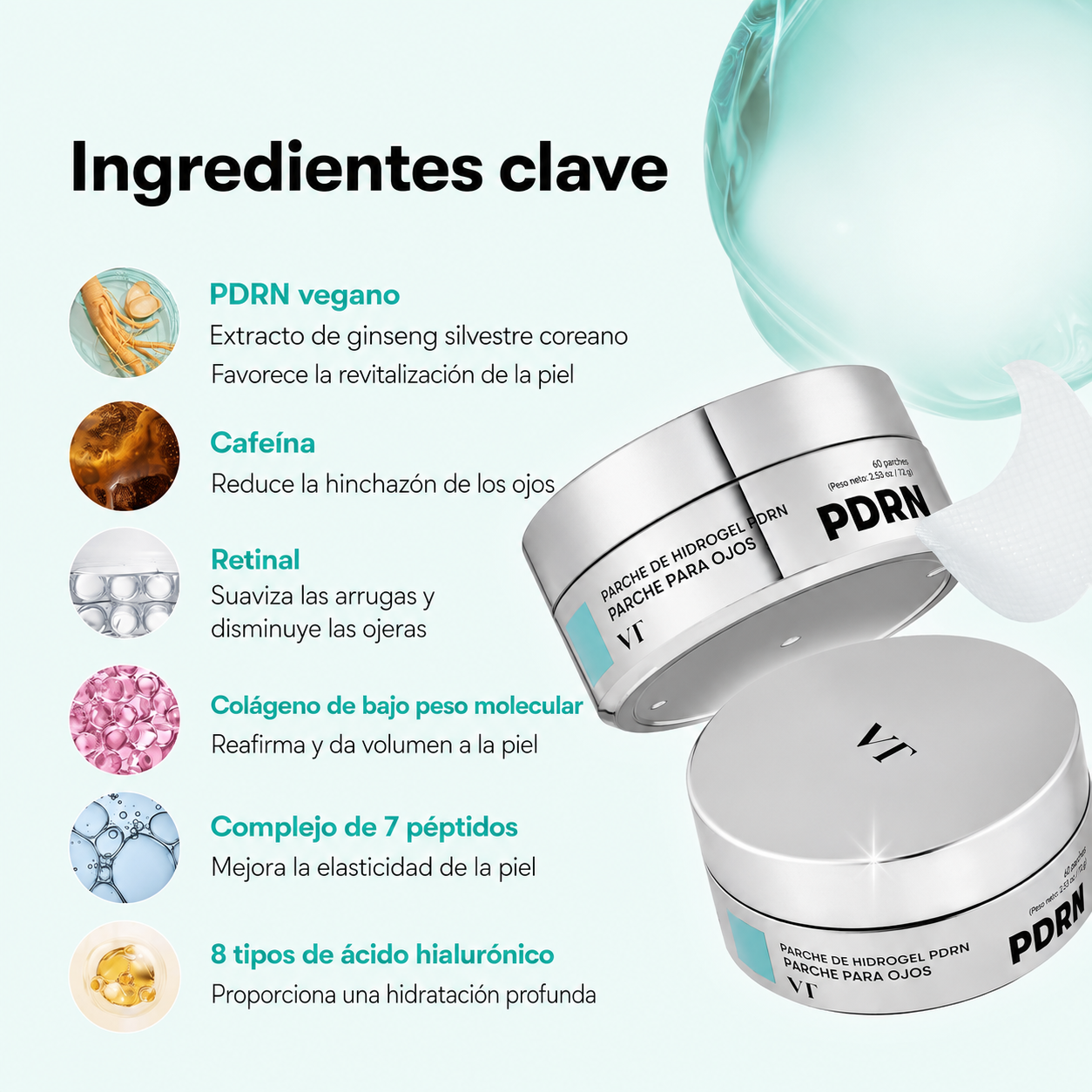 Parches Coreanos PDRN Ojos — Regeneración Intensiva, Anti-Ojeras y Contorno Joven